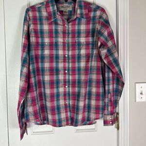 Wrangler Womens Pearl Snaps Button Down Shirt L